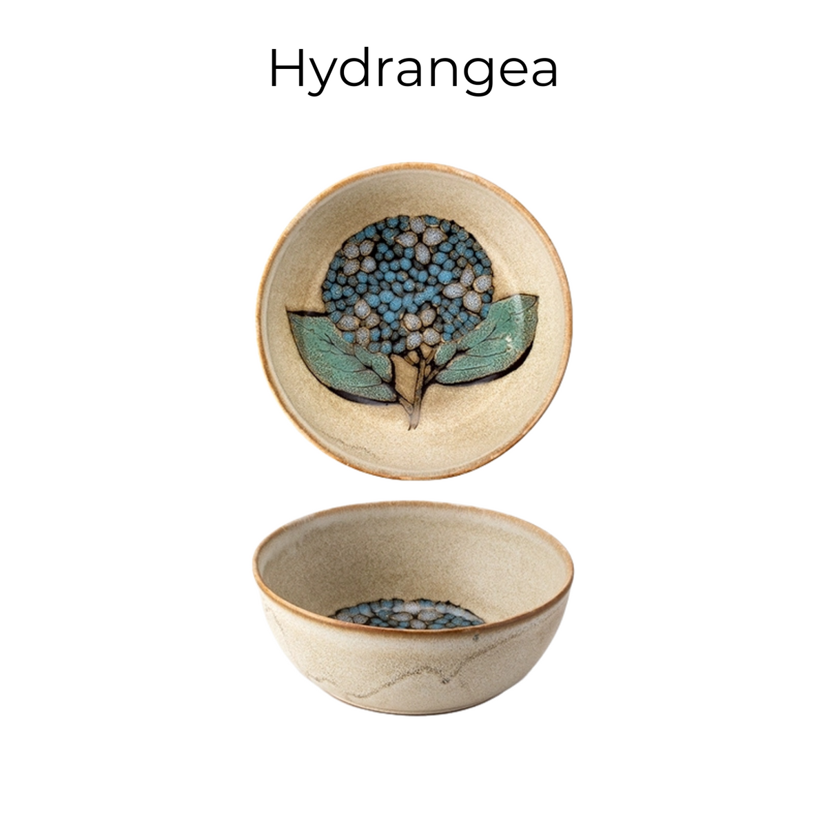 Ceramic Floral Bowl – Nunobiki Ware Hydrangea & Sunflower