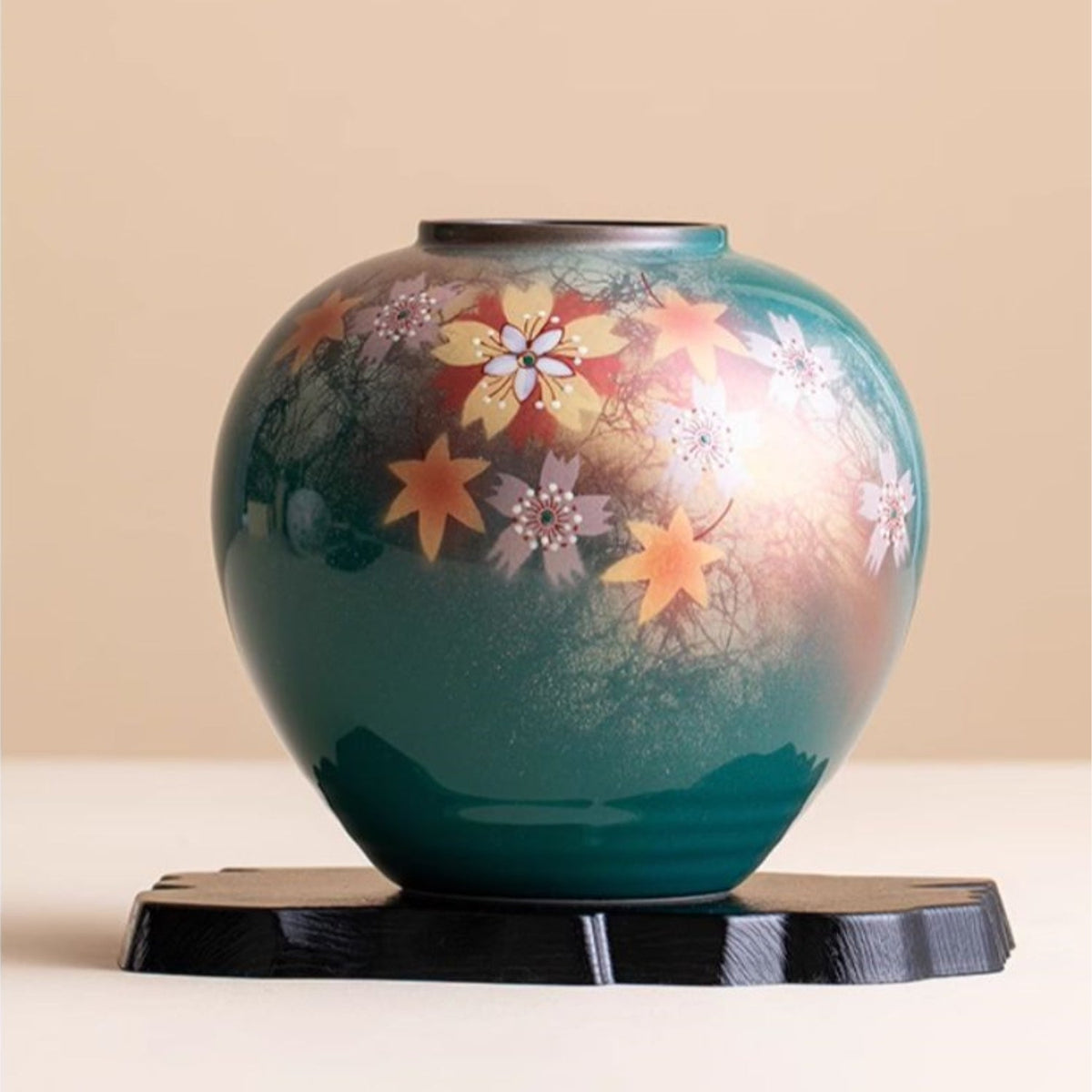 Japanese Ceramic Vase – Kutaniyaki Hana Swallow or Floral Dance