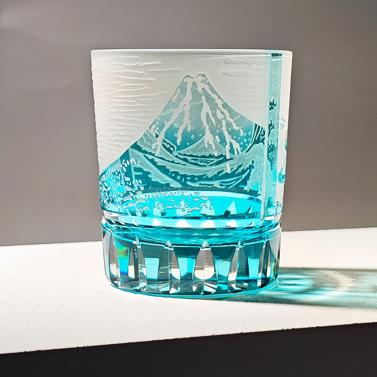 Whiskey Glass Edo Kiriko Fuji Wave | Hokusai Crystal Hand-Cut Art