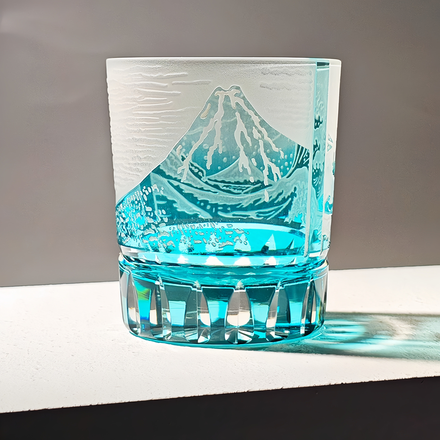 Whiskey Glass Edo Kiriko Fuji Wave | Hokusai Crystal Hand-Cut Art