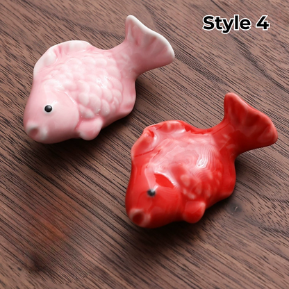 Chopstick Rest Ceramic Handcrafted Animal Fruit Design Japanese Table Decor Set of 3 Cute Chopstick Holder