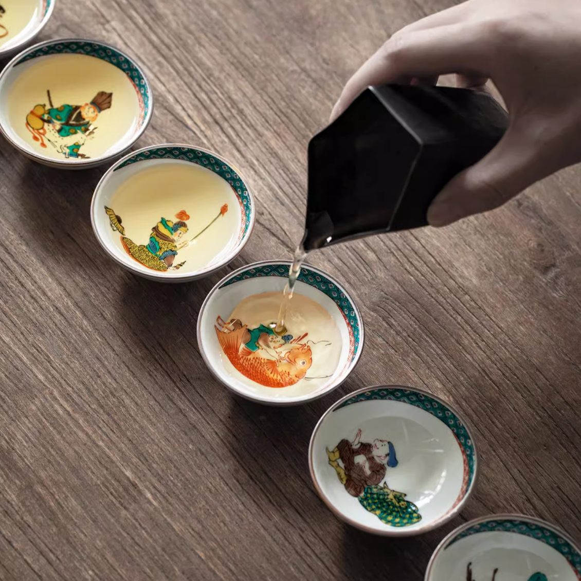 Japanese Tea Cup Set – Kutaniyaki Seven Lucky Gods 7 Cups