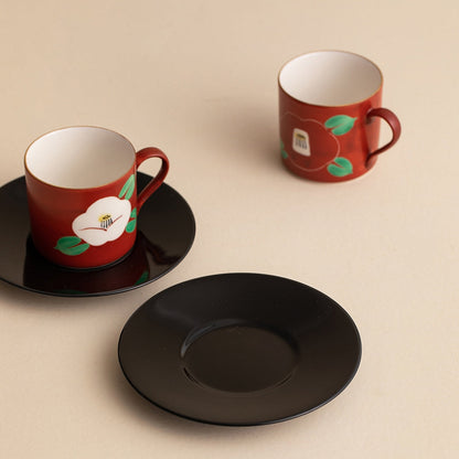 Japanese Couple Tea Cup Set – Mino Ware Red Camellia Design