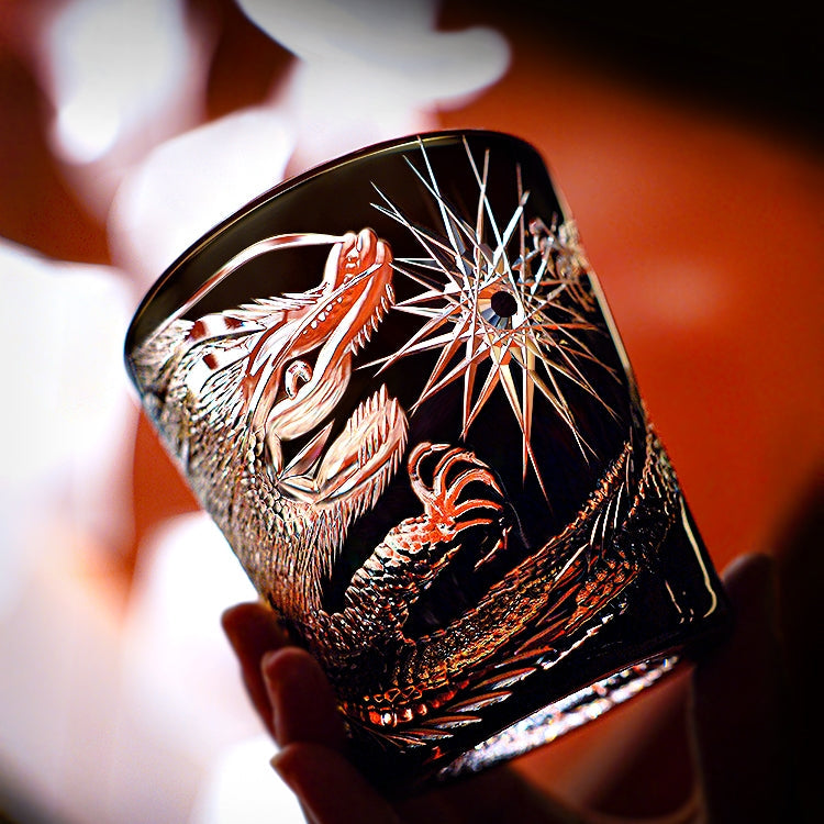 Crystal Whiskey Glass Soaring Dragon – Edo Kiriko Handcrafted