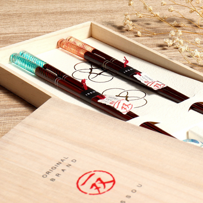 ISSOU Shio Kaze Wooden Chopsticks Wedding Gift Set His Hers Box