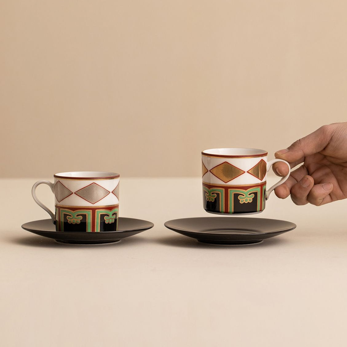 Japanese Couple Tea Cup Set – Mino Ware Gold Silver Diamond