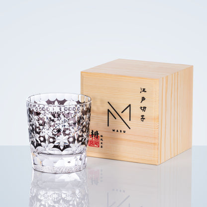 Japanese Whiskey Glass Handcrafted Kiriko Sakura Cut Crystal Tumbler