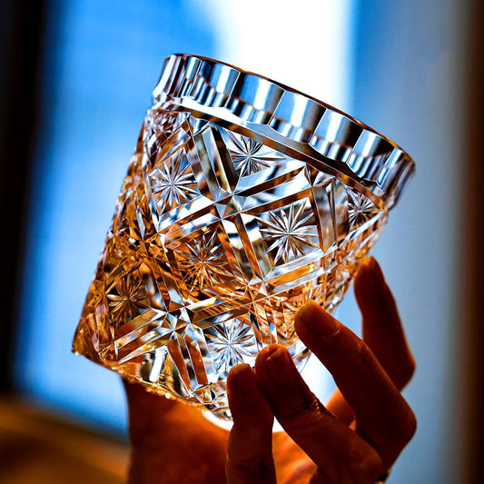 Whiskey Glass Edo Kiriko Hana Blossom Hand-Cut Crystal | Japanese Artisan Glassware