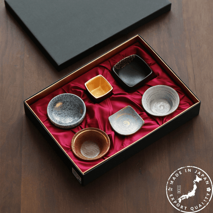 Japanese Tea Set for 6 | Golden Glazed Ceramic Teacups Handcrafted