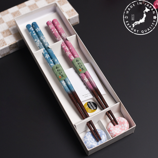 Chopsticks Wedding Gift Set | Japanese Sakura Handcrafted Wood Couples Chopsticks