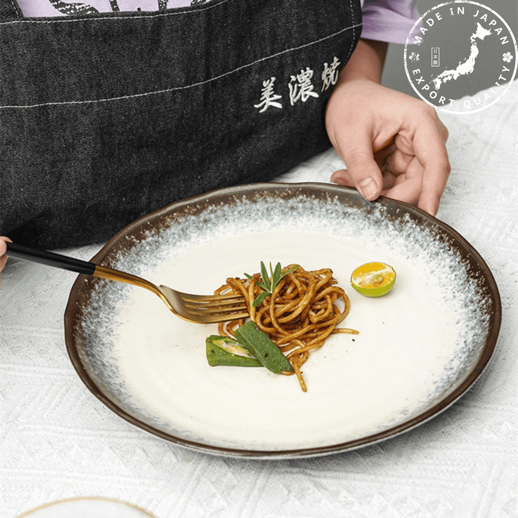 Ceramic Plate | Japanese Mino Ware Kiln-Altered Handcrafted Dinner Plate
