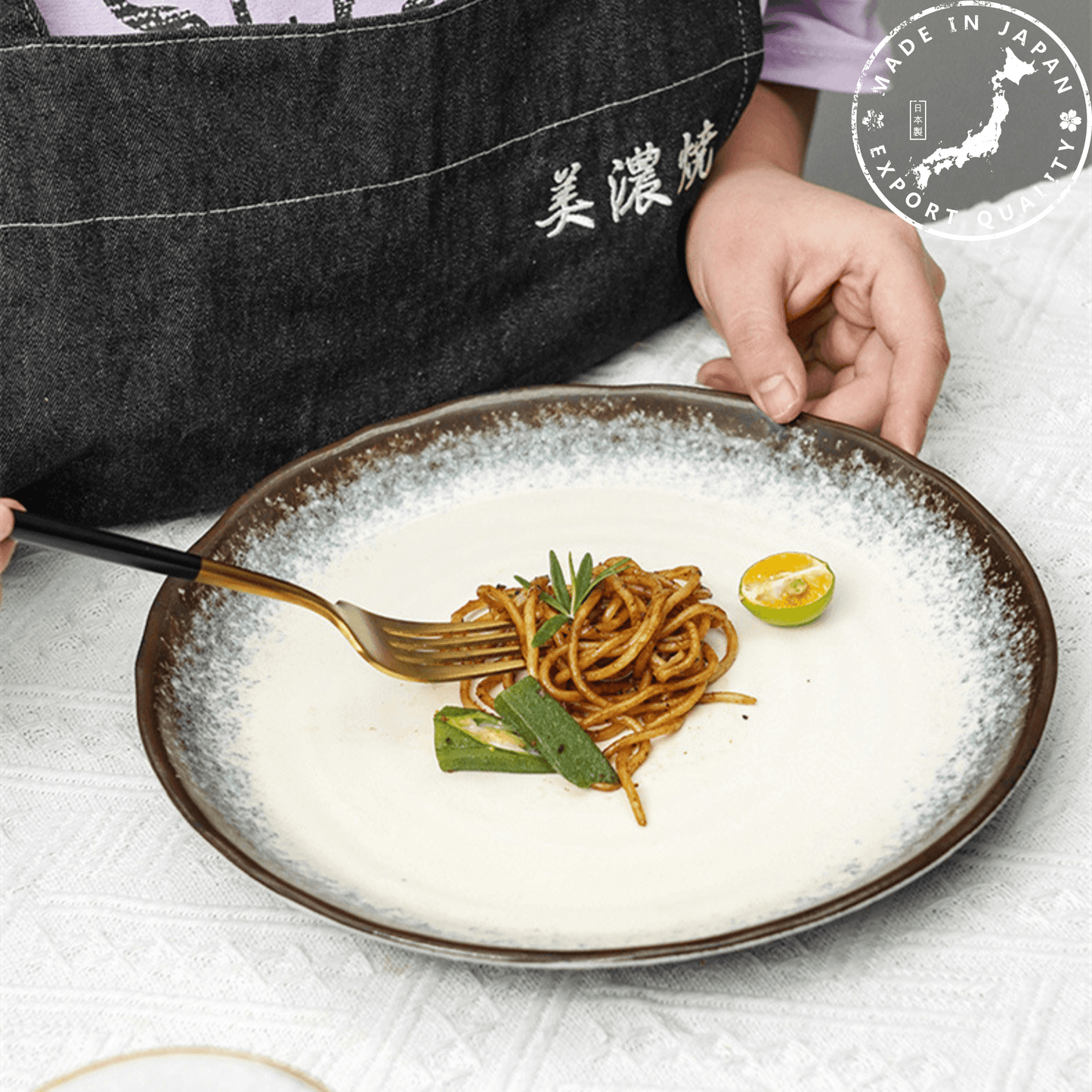 Ceramic Plate | Japanese Mino Ware Kiln-Altered Handcrafted Dinner Plate