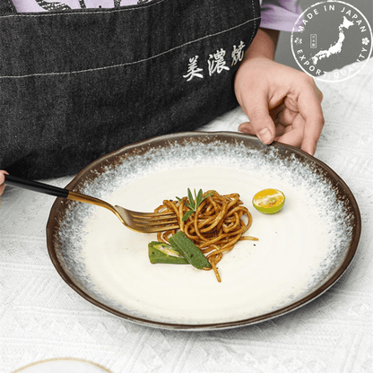 Ceramic Plate | Japanese Mino Ware Kiln-Altered Handcrafted Dinner Plate