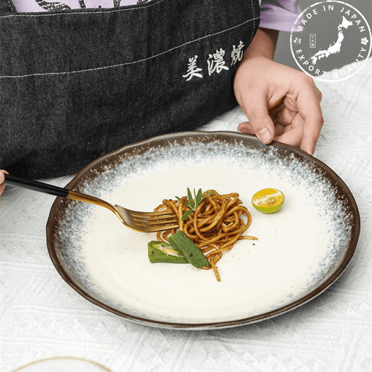 Ceramic Plate | Japanese Mino Ware Kiln-Altered Handcrafted Dinner Plate
