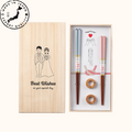 ISHIDA Wooden Chopsticks Wedding Gift His Hers Blue Pink Japan Box
