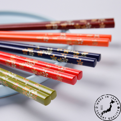 Chopsticks Set of 5 | Rainbow Sakura Handcrafted Wooden Chopsticks