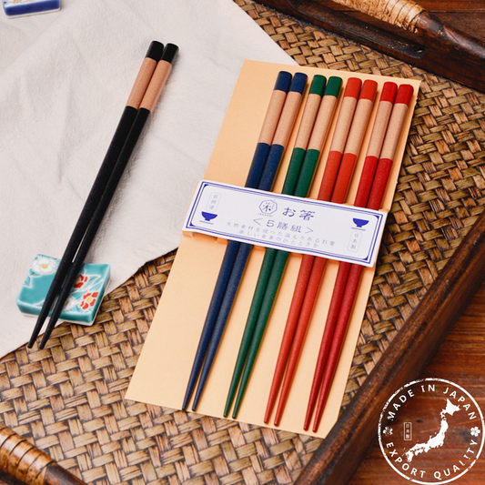 Wooden Chopsticks Set of 5 | Rainbow Handcrafted Japanese Style