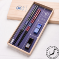 Wooden Chopsticks Wedding Gift Set Ayaka Japanese Handcrafted His and Hers with Rests and Wooden Box