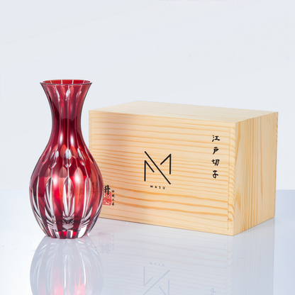 Sake Set Kiriko Shukusho Vermilion Red Hand-Cut Flagon Collection