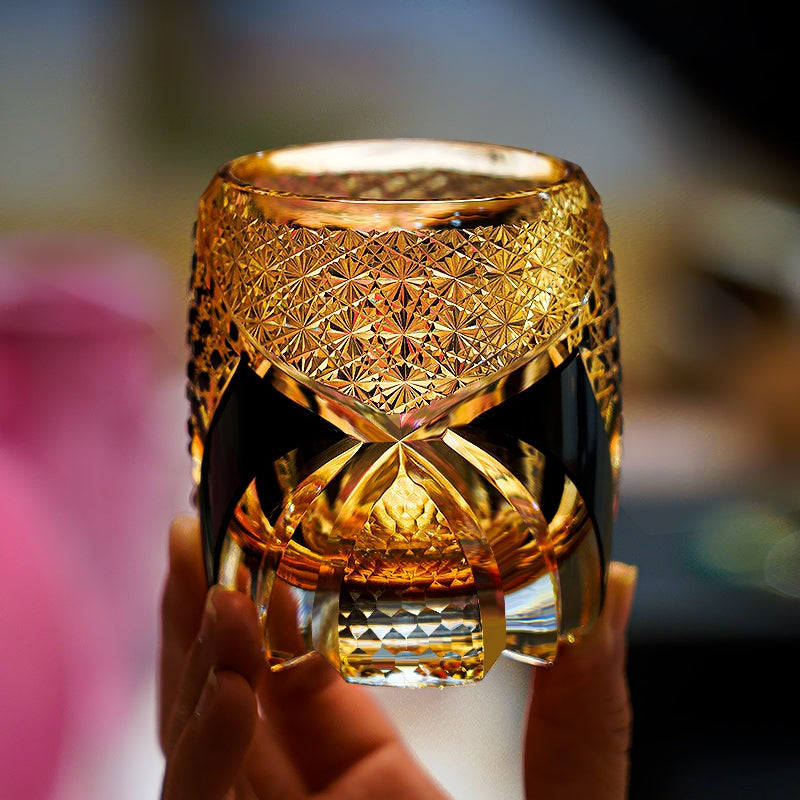 Whiskey Glass Edo Kiriko Imperial Dark Knight | Gold & Black Crystal