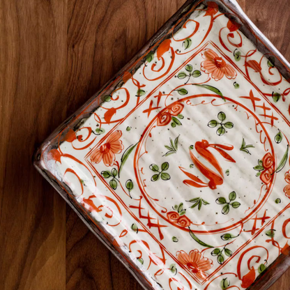 Japanese Ceramic Dish Set – Mino Ware Akae Red Butterfly