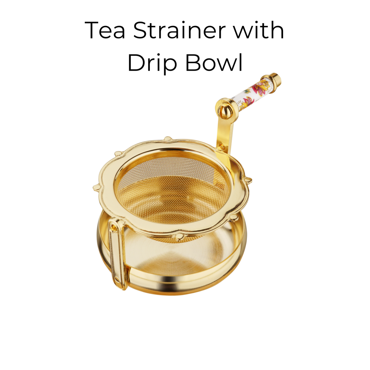 Japanese Tea Strainer Set | Porcelain Gold Floral Collection