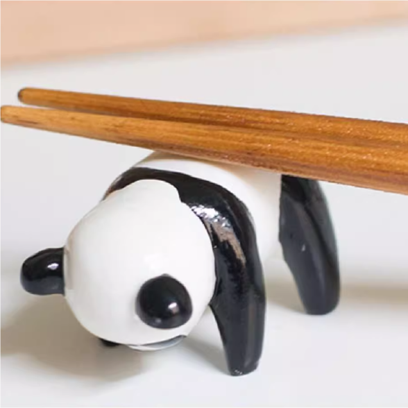 Kids Chopsticks Wooden Animal Series Japanese Panda Kitten with Rest