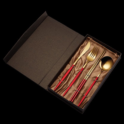 Chopsticks Knife Fork Spoon Gift Set | Stainless Steel