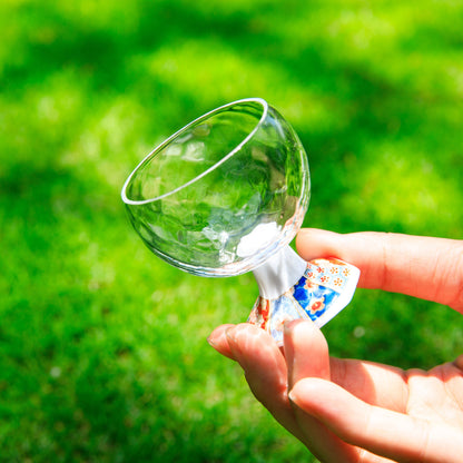 Sake Goblet Glass Takadaka Komon – Edo Kiriko & Mino Ware Crystal