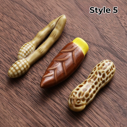 Chopstick Rest Ceramic Handcrafted Animal Fruit Design Japanese Table Decor Set of 3 Cute Chopstick Holder