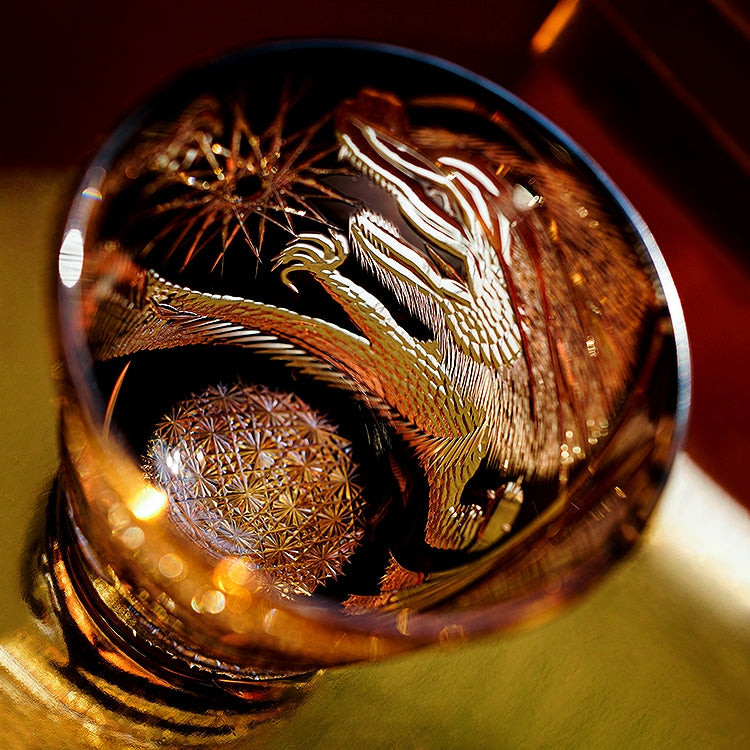 Crystal Whiskey Glass Soaring Dragon – Edo Kiriko Handcrafted