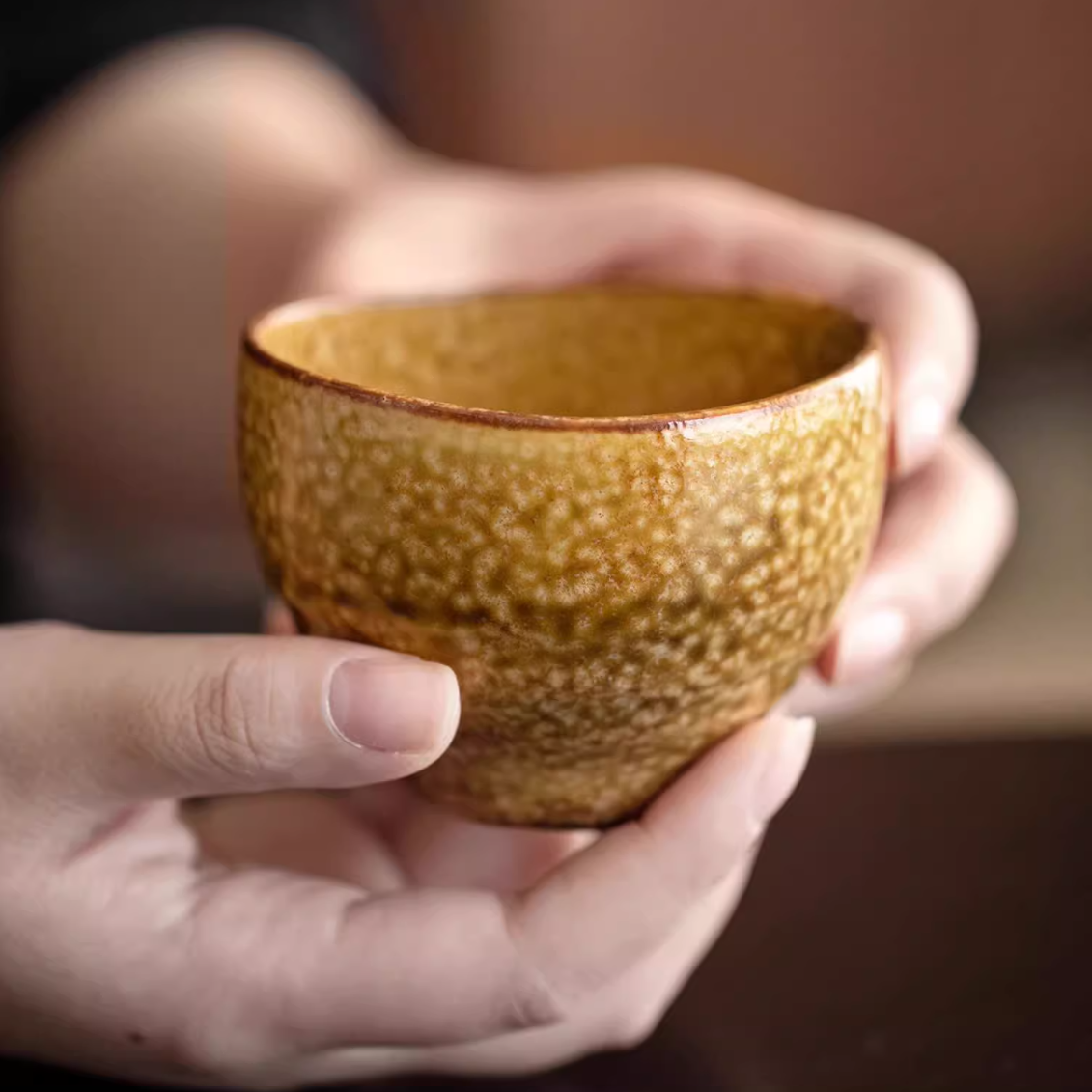 Japanese Tea Cup Set of 5 – Mino Ware Autumn Wabi-Sabi Glaze