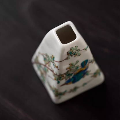 Japanese Ikebana Vase – Kutaniyaki Sparrow Floral Single Stem