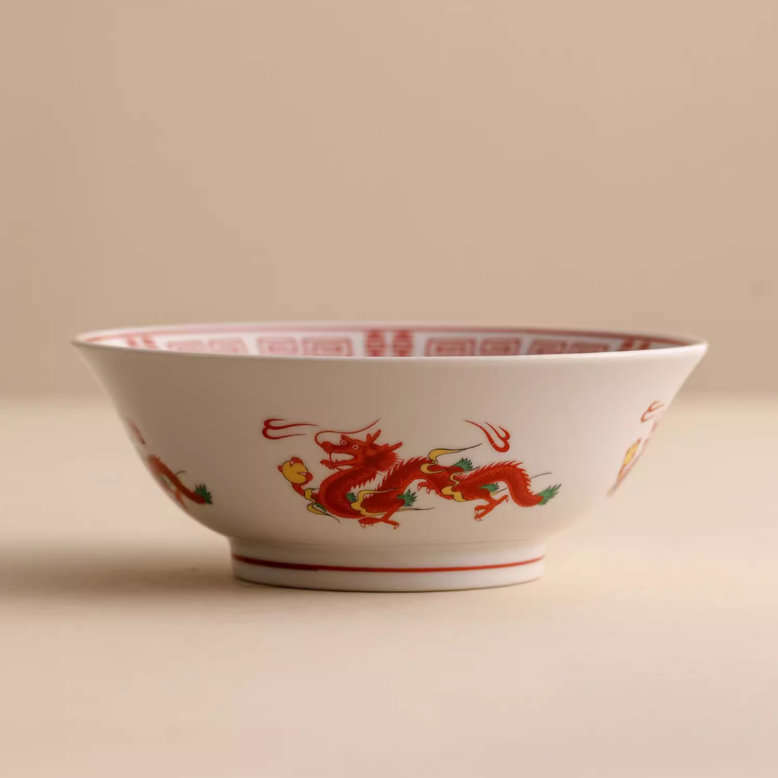 Japanese Ramen Bowl – Mino Ware Dragon & Phoenix Ceramic