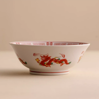 Japanese Ramen Bowl – Mino Ware Dragon & Phoenix Ceramic