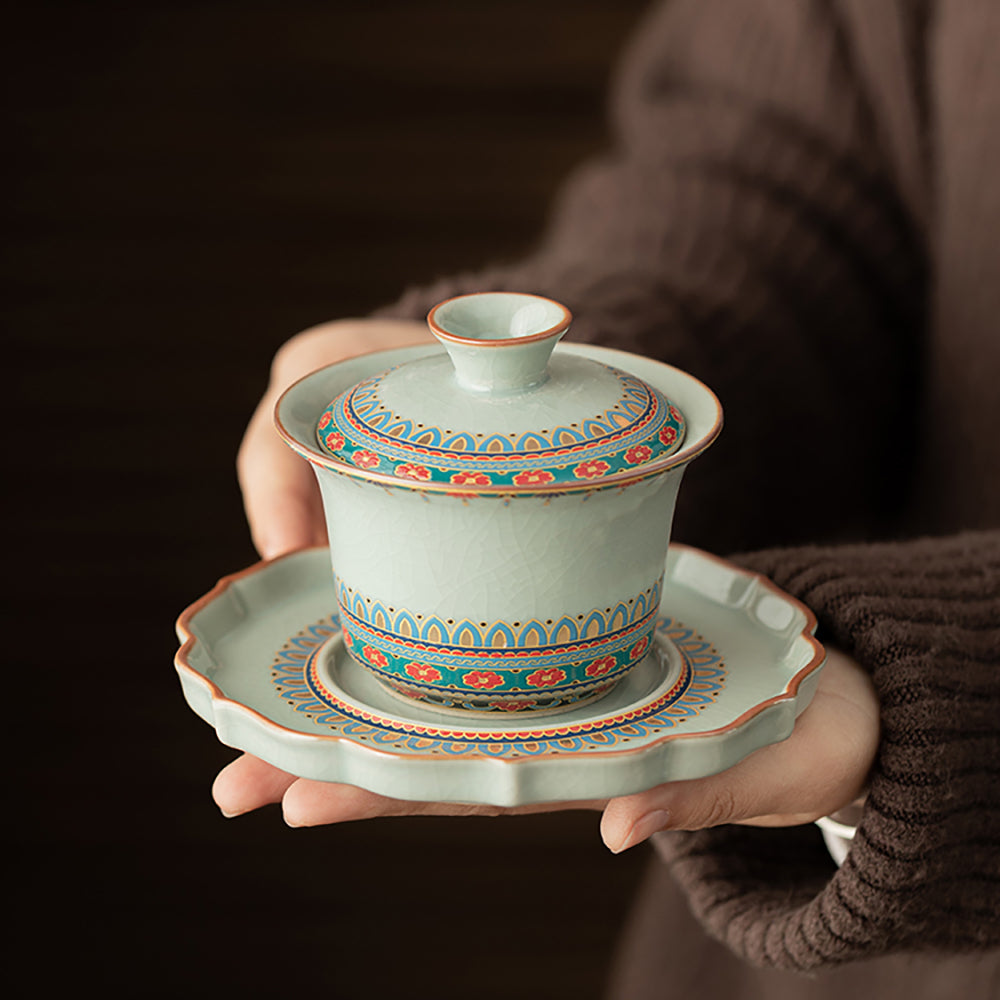 Gaiwan Ruyao Sky Blue Porcelain Dunhuang Baoxiang 160ml