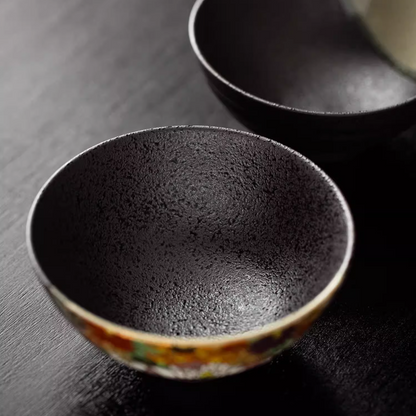 Japanese Couple Rice Bowl Set – Kutaniyaki Gold Floral Meoto
