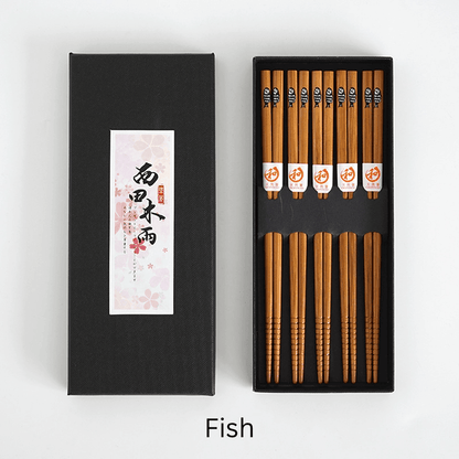 Bamboo Chopsticks Set of 5 Pairs – Japanese Themed Designs