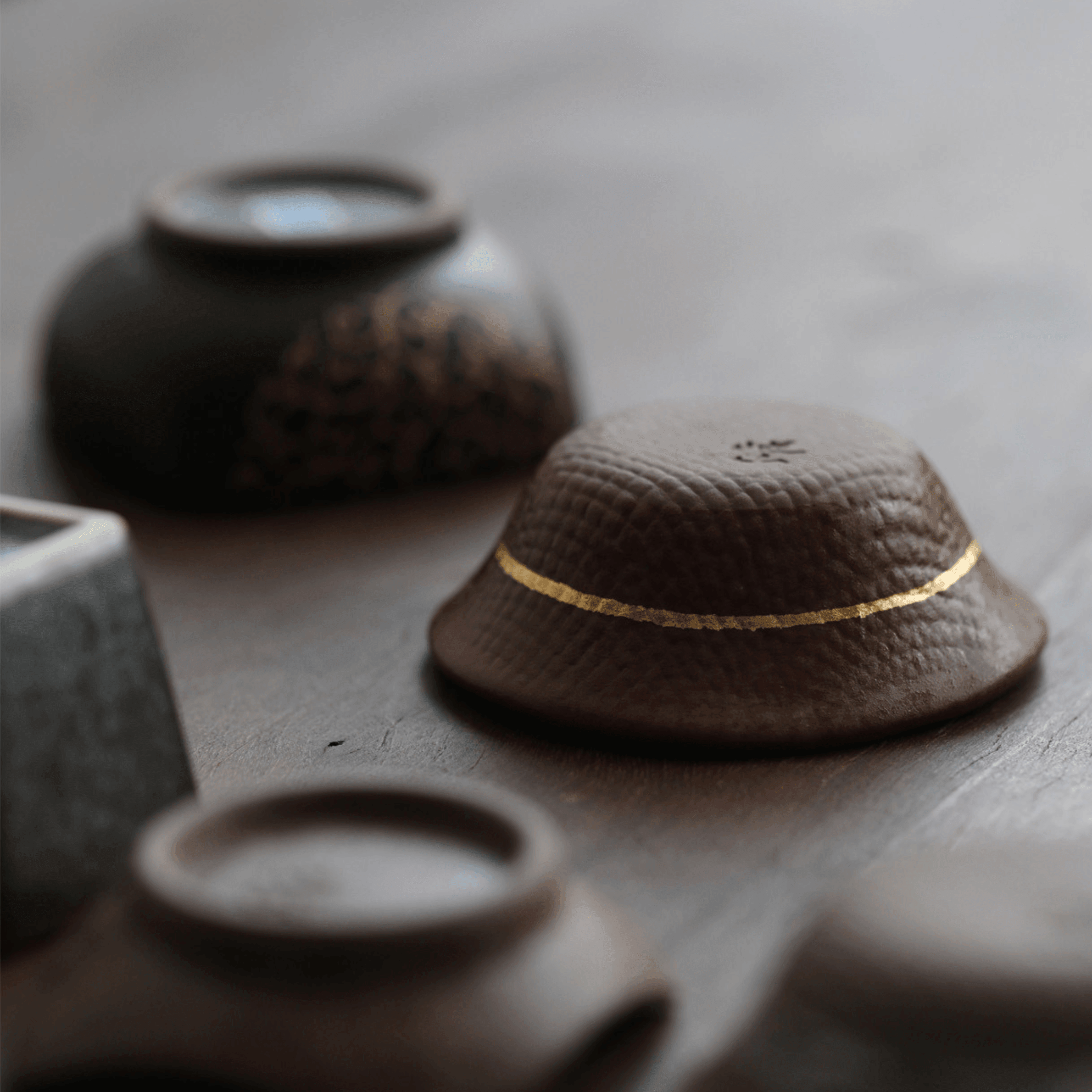 Japanese Tea Set for 6 | Golden Glazed Ceramic Teacups Handcrafted