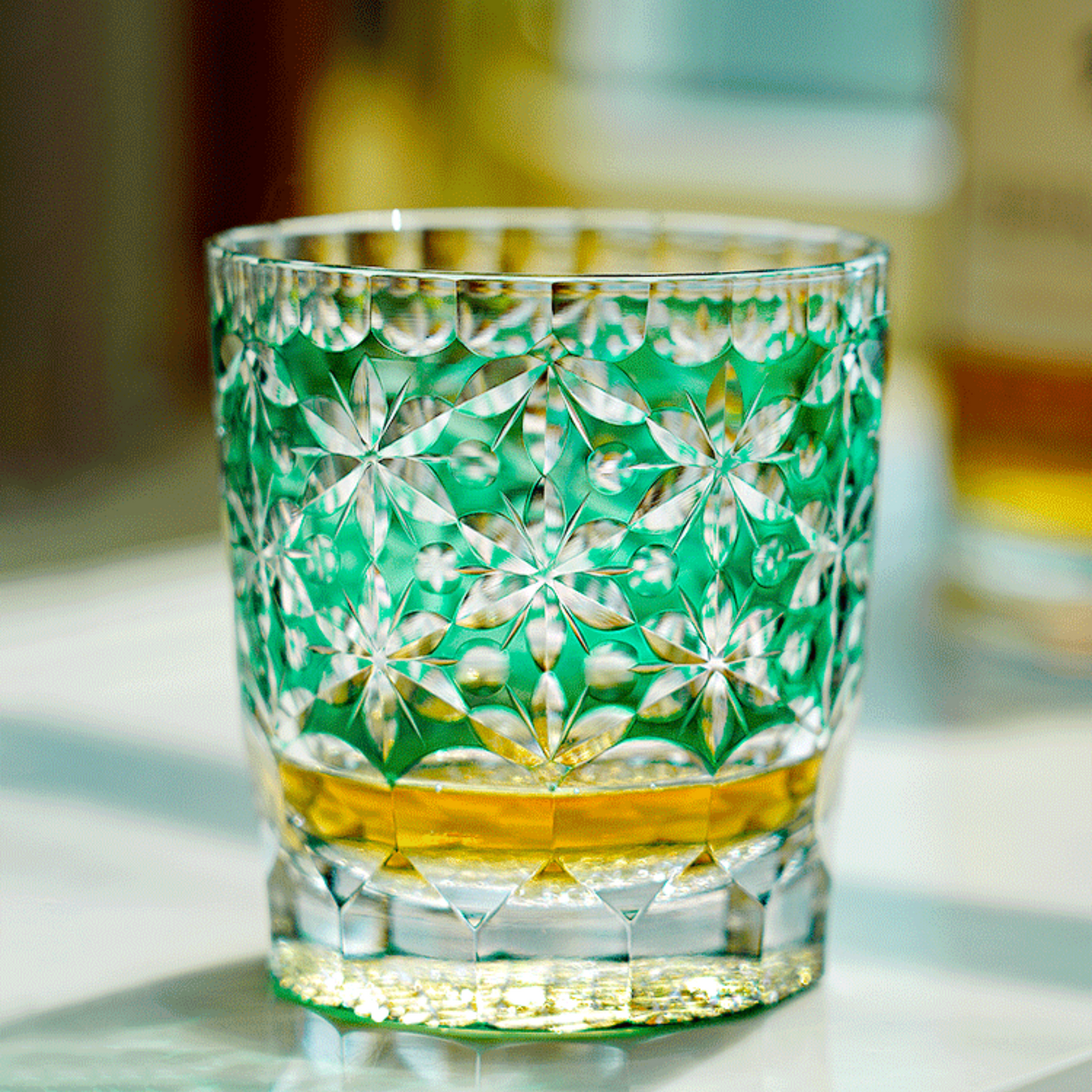 Japanese Whiskey Glass Handcrafted Kiriko Sakura Cut Crystal Tumbler