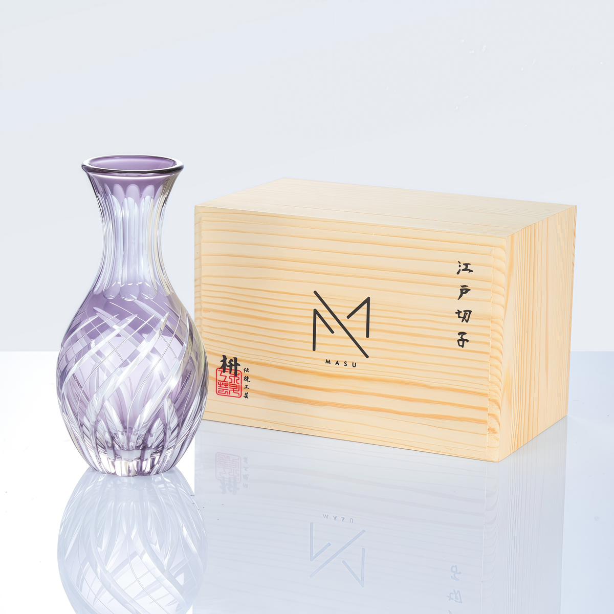 Sake Set Murasaki Purple | Edo Kiriko Hand-Cut Violet Crystal Flagon & Glass Collection