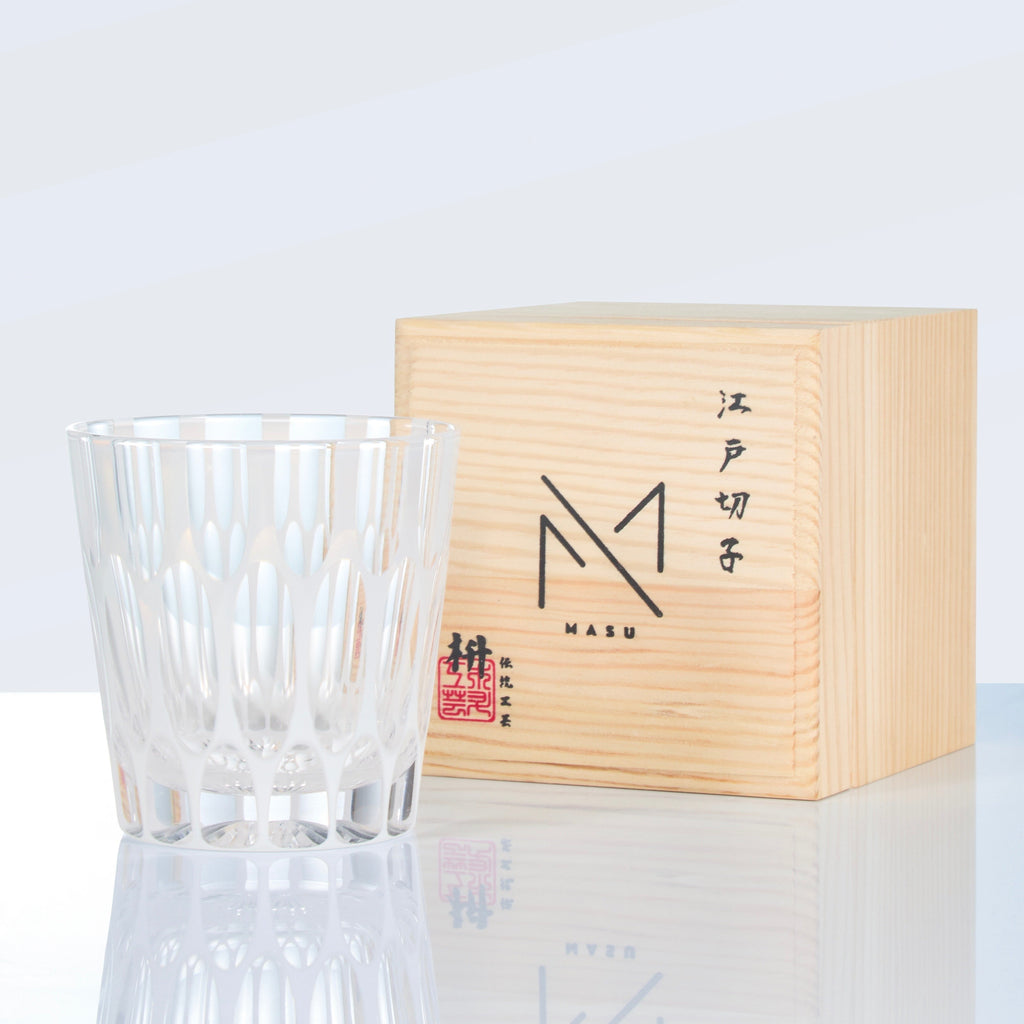 Kiriko Whiskey Glass Shiro Ripple White Frosted Hand-Cut Crystal
