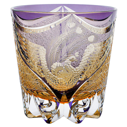 Whiskey Glass Edo Kiriko Handcrafted Dancing Phoenix with Wooden Gift Box