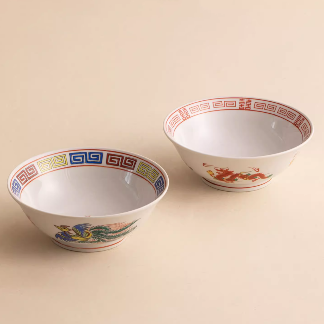 Japanese Ramen Bowl – Mino Ware Dragon & Phoenix Ceramic