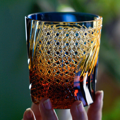 Whiskey Glass Edo Kiriko Raijin Thunder God | Hand-Cut Crystal