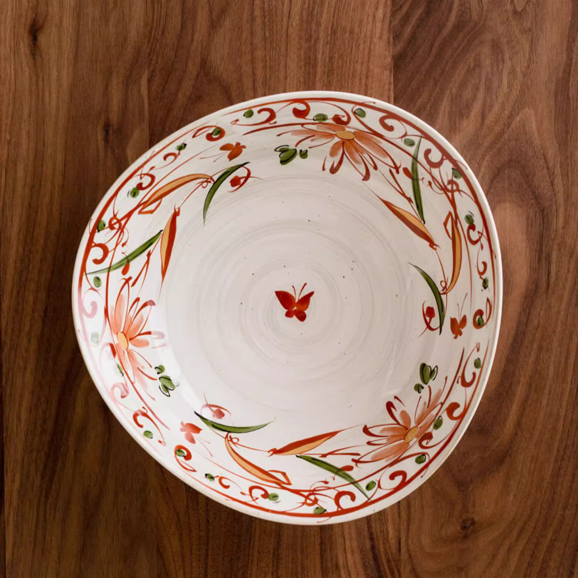 Japanese Ceramic Dish Set – Mino Ware Akae Red Butterfly