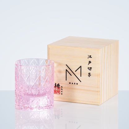 Whiskey Glass Edo Kiriko Celestial – Hand-Cut Floral Japanese Tumbler with Wooden Box | 4 Colors