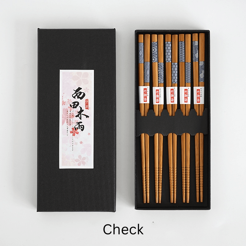 Bamboo Chopsticks Set of 5 Pairs – Japanese Themed Designs