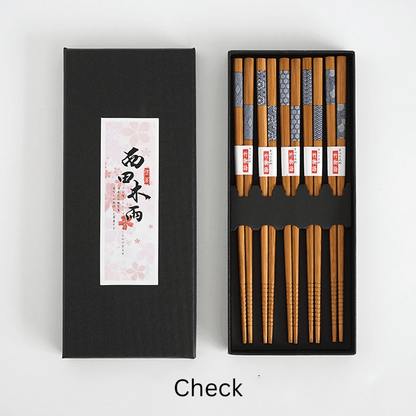 Bamboo Chopsticks Set of 5 Pairs – Japanese Themed Designs