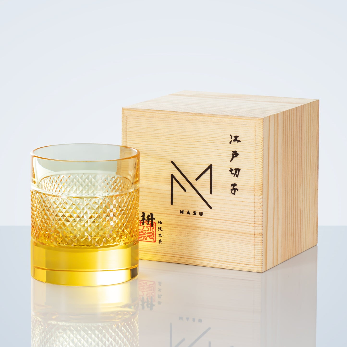 Whiskey Glass Edo Kiriko Diamond Cut – Hand-Cut Japanese Tumbler with Wooden Box | 7 Colors
